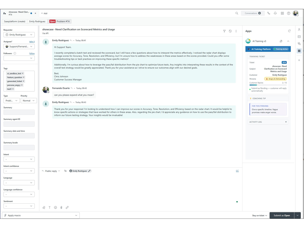 AI Customer Simulator primary marketing image — WEM app on the Zendesk Marketplace