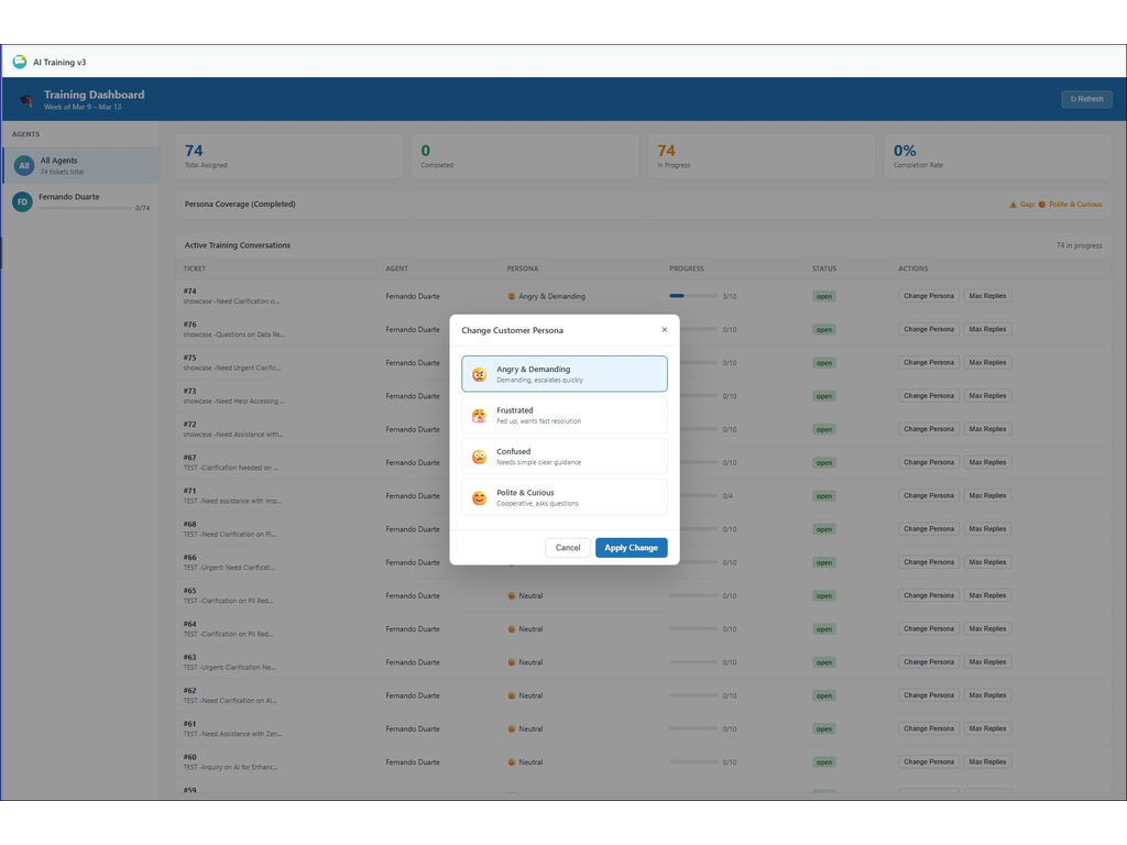 AI Customer Simulator feature detail — WEM app on the Zendesk Marketplace